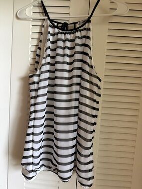 Express Black & White Striped Halter Tank Top